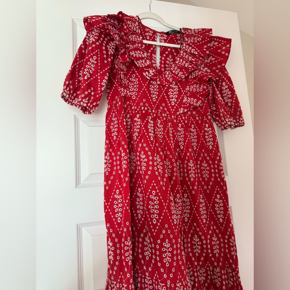 Zara Red Eyelet Dress